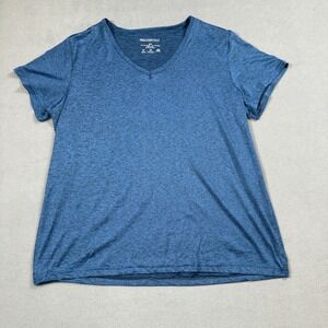NWOT RealEssentials Shirt 2XL Men Blue V-Neck Short Sleeve Tee Casual Activewear